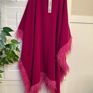 Pink Feather Trim Shawl